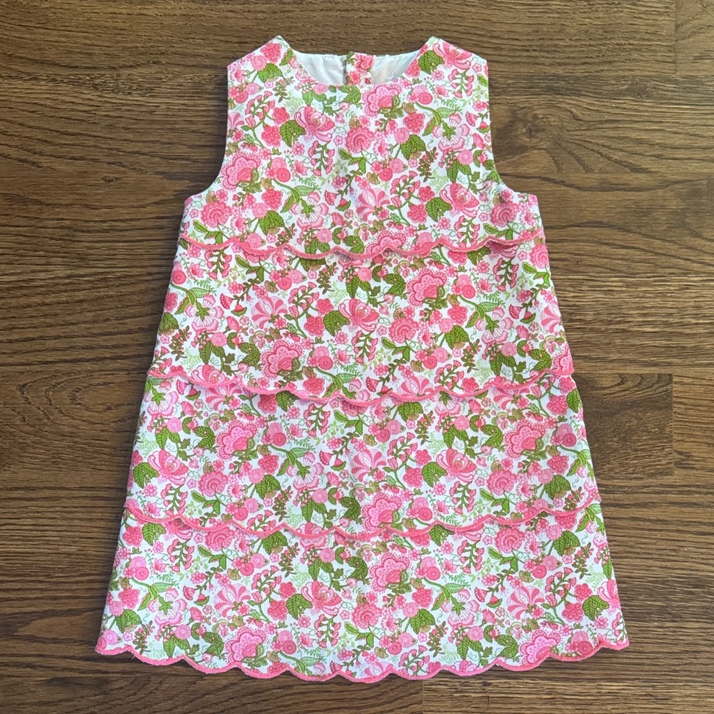 Luli & Me Floral Tiered Scalop Ruffle Dress